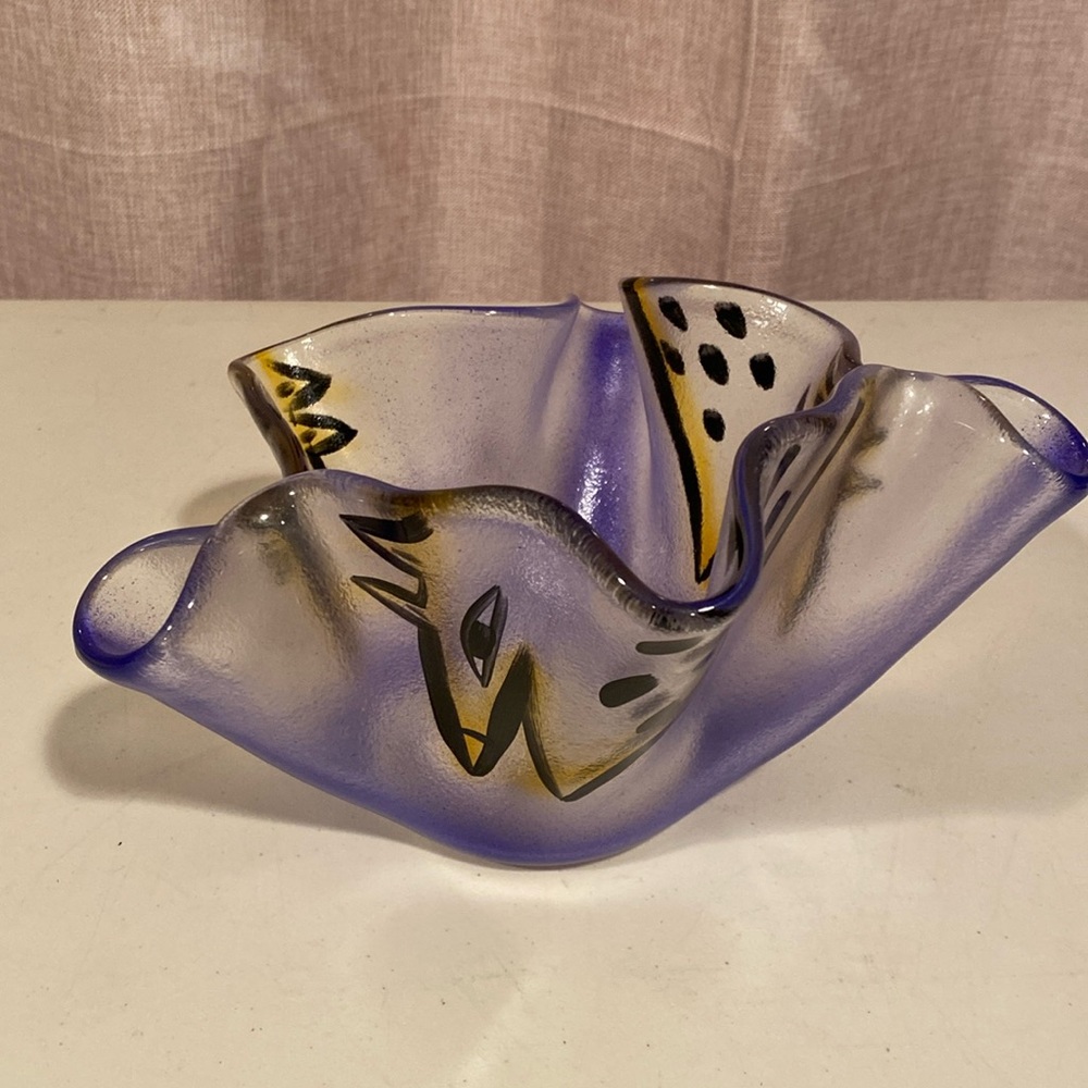 Costa Boda Ulrica Hydman Vallien Bowl signed Uhvica Glass Vintage